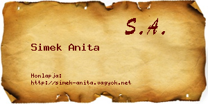 Simek Anita névjegykártya